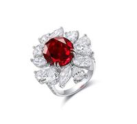 Anillos para Mujer de Plata - Anello da donna in argento Sterling con rubino sintetico da 8,792 ct, P 1/2, Argento Sterling, Rubino sintetico