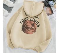 "Anima ardente del basket! Felpa con cappuccio imbottita retrò americana che comprende il DNA dei tifosi di basket! Felpa con cappuccio grigio chiaro, retro "METTI ALLA PROVA I TUOI LIMITI" con vecchi