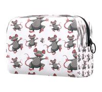 Anima - Trousse per cosmetici da donna, motivo topi e topi grigi, da viaggio, grande, con cerniera, Multi, 18.5x7.5x13cm/7.3x3x5.1in, Beauty case