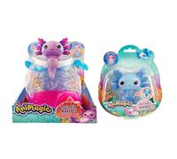 Animagic - Set 1 Acquario Axolotl Viola + 1 Axolotl Blu - Animale Domestico Elettronico e Luminoso - per Bambini dai 4 Anni - Corpo Estensibile - Acquario per Il Trasporto degli Axolotl