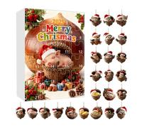 Animal Acorn Advent Christmas Calendar 2025, 2D Acrylic Animal Decorations,24 Days Holiday Animals Countdown Ornaments For Home Car Rearview Mirror Wall Window Door