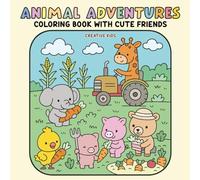 Animal Adventures with Cute kawaii-style animals Coloring Book for Kids & Adults - Bold Easy and Simple Designs for Relaxation