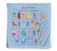 Animal Alphabet Coperta Bambino Extra Morbida Personalizzata Blu 75cm x 75