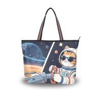 Animal Astronauts tessuto di seta zip lavoro tote bag estate pulcino spalla borse per le donne