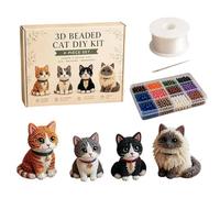 Animal Beading Craft Set - Beaded Animal Kit | 3D Cat Funny Beadwork Kit