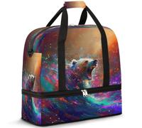 Animal Bear - Borsone da viaggio per donne e uomini, per il fine settimana, pieghevole, separato, 47 l, per sport, palestra, yoga, Colore, 47 L, Organizer per borse
