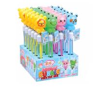 Animal Bubble Stick con Luce Bolle di Sapone con Caramelle Espositore da 24 Stick