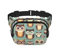 Animal Cartoon Gufi Carino Stampa Piazza Doppio Strato Borsa Marsupio Trendy Pack Borsa da Viaggio con Bel Regolabile, nero, Taglia unica