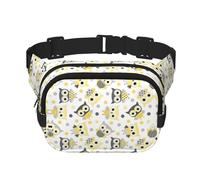 Animal Cartoon Gufi Carino Stampa Versatile Square Doppio Strato Marsupio Trendy per Uomini e Donne Uso quotidiano Borsa, nero, Taglia unica