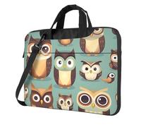 Animal Cartoon Gufi Stampa Sveglio Borse Per Laptop Convenienti Elegante E Protettivo Computer Bag Stile Unico, Nero , 14 inch