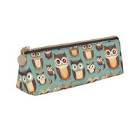 Animal Cartoon Owls carino triangolo custodia in pelle multi funzionale borsa cosmetica portatile trucco e cancelleria borsa di immagazzinaggio