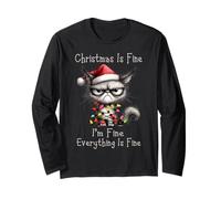 Animal Christmas Cat Cats Xmas Chaos Maglia a Manica