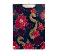 Animal Cobra Water Lily rosso e oro appunti con File impermeabile per infermieristica Student Trade Quest Dimensioni 9 x 12.5 Tabla para escribir