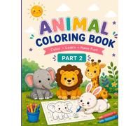 Animal Coloring Book for Kids: Part 2: 50 New Cute Animals with a Small Colored Reference Image and a Large Coloring Page