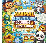 Animal Coloring Book for Kids with Educational Puzzles: Fun Learning Activities, Mazes, and Brain Games for Ages 6-12