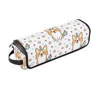 Animal Corgi con stelle, borsa per strumenti per lo styling dei capelli, con tappetino resistente al calore, borsa organizer portatile per arricciacapelli, piastre, spazzole, fermagli e fascette per