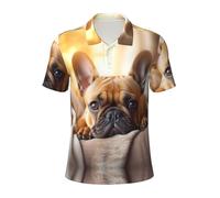 Animal Dog French Bulldog1 Print Mens Golf Shirts, Sports Polo Shirt Moisture Wicking Manica Corta Hawaiian T-Shirt, nero, XX-Large