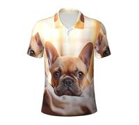 Animal Dog French Bulldog2 Print Mens Golf Shirts, Sports Polo Shirt, Moisture Wicking Manica Corta Hawaiian T-Shirt, nero, XX-Large