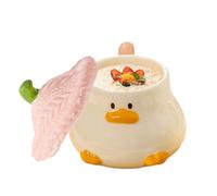 Animal Duck Coffee Cup - Tazza da anatra in ceramica da 400 ml, con coperchio e manico, stoviglie dipinte a mano | Creativi di lunga durata Stoviglie divertenti novità per adulti amici collezionisti