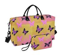 Animal Farfalla Oro Magenta Gradiente Grande Borsa Weekender Pernottamento Borsa da Palestra con Borsa da toilette per Allenamento Grande Capacità Bolsa de Mano para ropa de