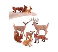 Animal Figures 6 Pcs Plastic Forest Animals Figures Deer Figures Ornaments Birthday Gift Cake Topper