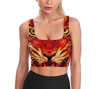 Animal Fire Tiger Face Reggiseno Sportivo da Donna Canotte da Yoga Crop Imbottito Stampato
