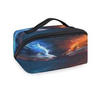 Animal Fire Wolf Fox Borse per il trucco da viaggio per donne uomini ragazze ragazzi sacchetto di lavaggio borsa portatile articoli da toeletta cosmetici organizer doccia borsa