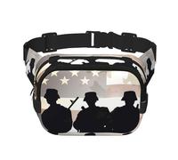 Animal Footprintswaist, borsa per uomo e donna, regolabile, doppio marsupio, per viaggi, sport e uso quotidiano, Giornata delle forze armate americane, Taglia unica