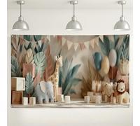 Animal Friends - Sfondo per baby shower, decorazioni per feste a tema safari, animali della giungla, sfondo fotografico per feste di compleanno, uso interno ed esterno, 180 x 109 cm