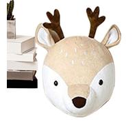 Animal Head Wall Decor - Elk & Elephant Plush Hangable Ornaments, Nursery Decoration with PP Cotton Filling, Soft Short Plush Wall Decor for Playroom, Bedroom, Living Room, Apartment, Cabin, Dorm
