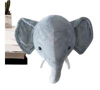 Animal Head Wall Decor - Elk & Elephant Plush Hangable Ornaments, Nursery Decoration with PP Cotton Filling, Soft Short Plush Wall Decor for Playroom, Bedroom, Living Room, Apartment, Cabin, Dorm