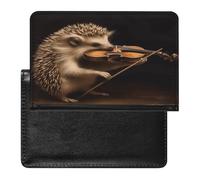 Animal Hedgehog Music Violino Porta Passaporto per Donne Uomini PU Passaporto Viaggio Portafoglio Moda Passaporto Libro Porta Passaporto Impermeabile Custodia per Passaporto Custodia da Viaggio