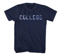 Animal House - Distress College - T-Shirt Manica Corta Uomo - Cotone Blu Navy