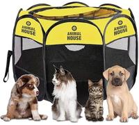 Animal House Recinto Pieghevole Impermeabile per Cuccioli di Cani, Gatti e Conigli: Versatile e Trasportabile, Ottimo per Interni 74/74 / 43 (Giallo, Piccola)