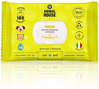 Animal House Salviette alla Camomilla 100pz Salviette Naturali Idratanti e Lenitive, Biodegradabili e Ipoallergeniche, per la Pulizia Quotidiana di Cani e Gatti