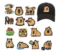 Animal Iron On Patch ricamate,Adesivo Capybara a forma di capybara | 14 pezzi di ricami carini per zaini abbigliamento studente insegnante designer di moda