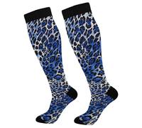 Animal Leopard Dark Blue Skin Calze Calze A Compressione Medicale Calzini Per Giri In Bici Edema Lavoro Trekking 1 Paio 50Cm