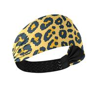 Animal Leopard Skin Texture Oro Nero antiscivolo ampie fasce elastiche testa per le donne per pallavolo tennis lavaggio viso Palestra