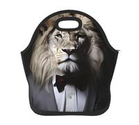 Animal Lion White Black in Suits Lunch Bag per donne e uomini borse riutilizzabili per il pranzo isolato grande capacità Lunchbox Cooler Contenitore per il pranzo per lavoro, ufficio, picnic, viaggi