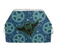 Animal Manta Ray - Copertura per barbecue con ruota nera e blu, 165 cm, impermeabile, resistente allo sbiadimento e ai raggi UV, con coulisse regolabile per polvere e vento