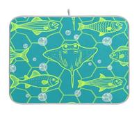 Animal Manta Ray Fluorescente Verde Blu Pesce Stuoia Assorbente Stuoia Scolapiatti Stuoia per Cucina Contatore Piatto Stuoia di asciugatura Grande 18 x 24