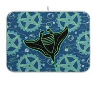 Animal Manta Ray Ruota Nero Blu Lavastoviglie Asciugatura opaco Stendibiancheria stuoia Stuoia per la cucina Grande 18 x 24