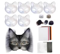 Animal Masque Making Kit - Maschere Artigianali, Set Cosplay Party | Modelli per il viso di gatto vuoto, oggetti di scena creativi difettosi per attività artistiche per bambini, divertimento in