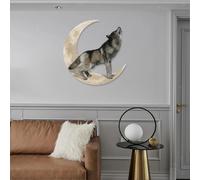 Animal Metal Wall Art Tree Wolf Howling to the Moon Wall Hanging Opera d'arte