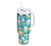 Animal Monkey - Borraccia sottovuoto da 1,18 l, con coperchio a prova di perdite e cannuccia, per bambini, in acciaio inox, a bocca larga, con coperchio, idea regalo per uomo e donna