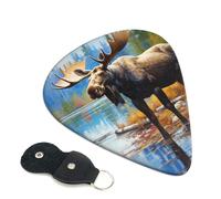 Animal Northern Deer - 6 plettri per chitarra, stampa su entrambi i lati, per chitarra acustica, basso, ukulele, chitarra elettrica (0,46 mm, 0,71 mm, 0,96 mm)