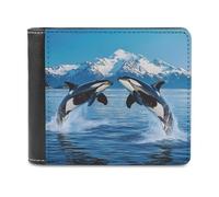 Animal Orcas Iceberg Portafoglio bifold in pelle PU portafoglio tascabile sottile borsa per donne uomini regali, Stile:, Taglia unica