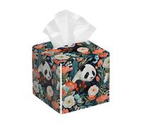 Animal Panda - Copertura in pelle con motivo floreale, portatovaglioli in pelle PVC impermeabile, per tavolino da caffè, ufficio, camera da letto, cucina, bagno, auto