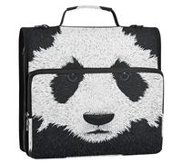 Animal Panda Print Nero Bianco 1.5 Pollici 3-Anelli Scuola Cerniera Raccoglitore con Cinghia Capacità Laege Portatile Homravel Borsa di Immagazzinaggio Sicuro per Studente Medio Carpeta de cremallera