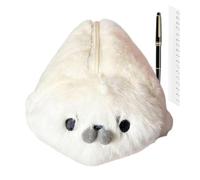 Animal Pencil Case | Large Seal Shape Plush Zipper Stationery Box |